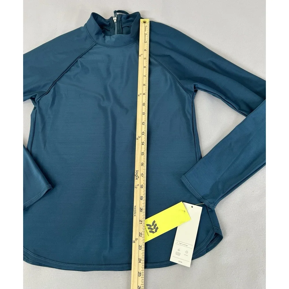All In‎ Motion Women's Large Green  Mock Neck Long Sleeve Rash guard Surf NWT